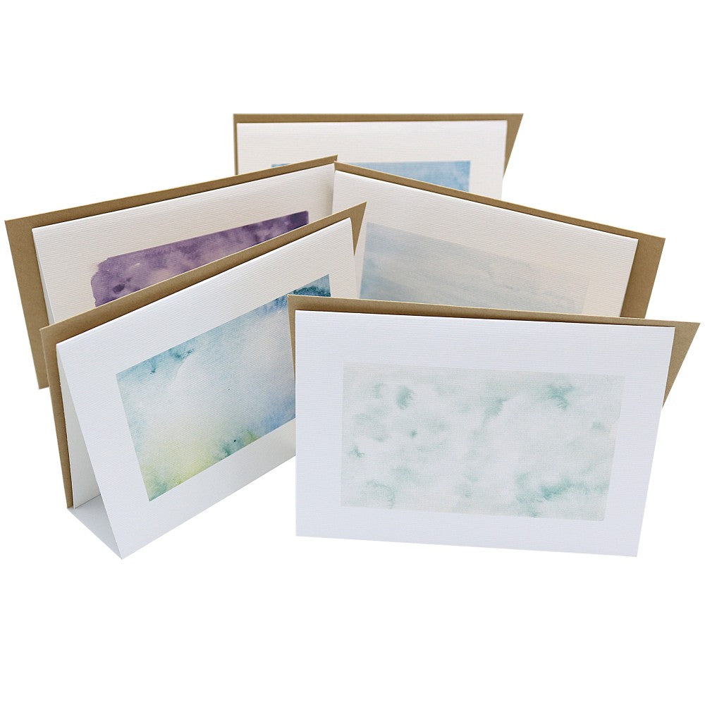 Aquarell Klappkarten mit abstrakten Farbverläufen als ruhige Hintergründe im Geburtstags-Kartenset
