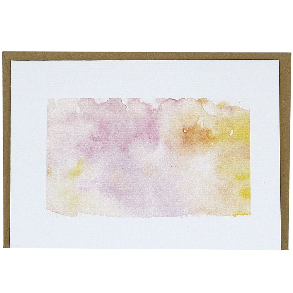 Postkarte mit abstraktem Aquarell-Hintergrund in zarten Rosa-, Gelb- und Beigetönen mit weichen Farbverläufen
