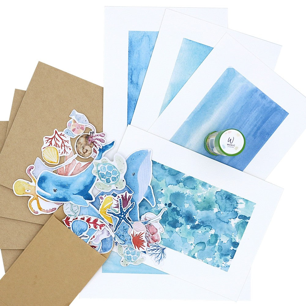 Lesezeichen Kreativset Waldbewohner: Aquarell-Lesezeichen mit Quasten und vielen Tier- und Blättermotiven zum Selbstgestalten.