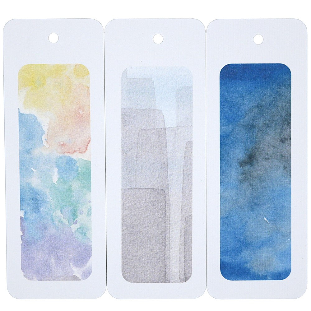 Berlin-Lesezeichen mit drei unterschiedlichen Aquarellhintergründen, Detailansicht.